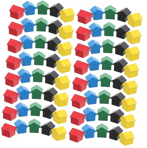 50pcs Wooden Game Pieces Hotel Supplement Pack for Board Games | Mini House and Hotel Set, Property Trading Accessory, Unique Design with Charming Touch for Kids and Children
