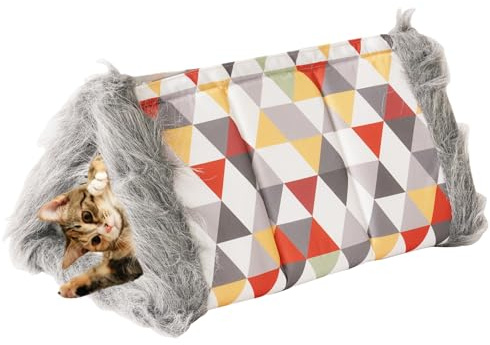 Renchey Caverne pour Chat - Amovible Pliable Lavable - Caverne De Sommeil pour Chat D'Intérieur,pour Intérieur Extérieur Salon Jardin Cour Sommeil Repos Sieste Détente pour Animaux