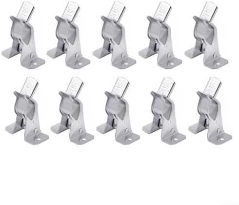 10 Pcs Metal Shovel and Tool Holder Wall Mount Clips for Garage Shed and Garden Storage, Heavy Duty Spring Hooks for Organizing Brooms Mops Brushes and Outdoor Equipment, Silver