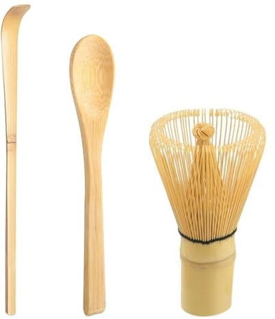 3-Teiliges Matcha Set mit Premium Bambus Matcha Besen, Teezeremonie-Zubehör für Perfekte Matcha-Zubereitung, Inklusive Chasen, Sieb und Löffel