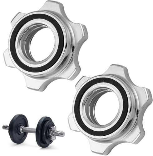 Fenical Écrou de Barre D’haltères Anti-dérapant 2,5cm en Fer, Lot 2 | Dumbell et Barbell, Verrou Haltere Discret, du Bruit pour Weight Lifting