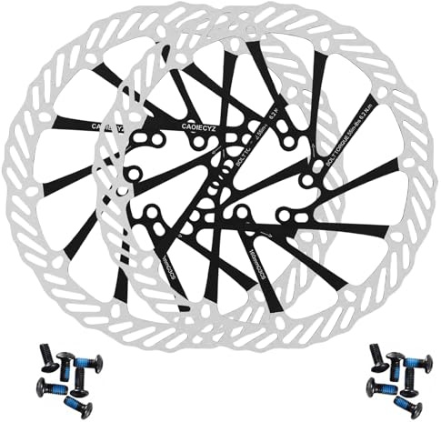 Caoiecyz 2 Stück Fahrrad Bremsscheibe 6 Loch mit 12 Schrauben Schwarz 160mm | passend für kompatible MTB-, Rennrad-, BMX- und Citybike-Systeme Kompatibel mit Shimano Tektro Avid Magura Hayes