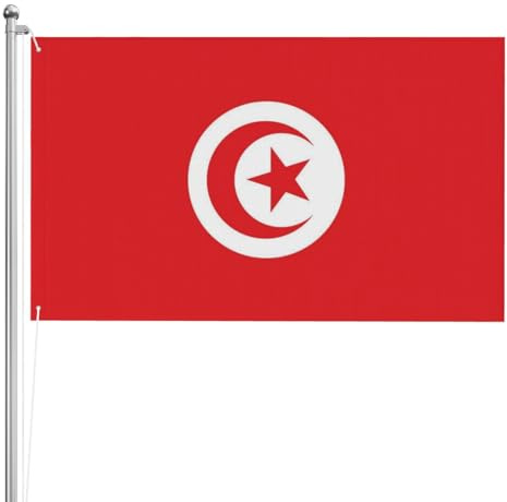 Drapeaux Tunisie Bannière Cour Double Face Avec Œillets Drapeau De Cour Pour Événement Fêtes Chambres 152X90Cm