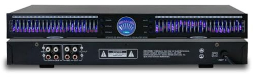 22-Band Audio Equalizer, Stereo Graphic Equalizer, Dual Channel 1U Rack Mount, with 10 Preset Effects, Automatic Noise Reduction, Hifi Home EQ Tuning Equalizer