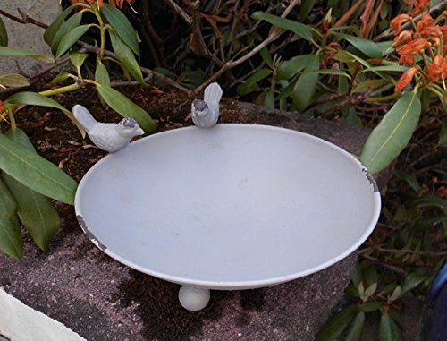 Deko-Impresion Vogeltränke Vogelbad Vogelfutterstelle Eisen massiv grau lackiert 22