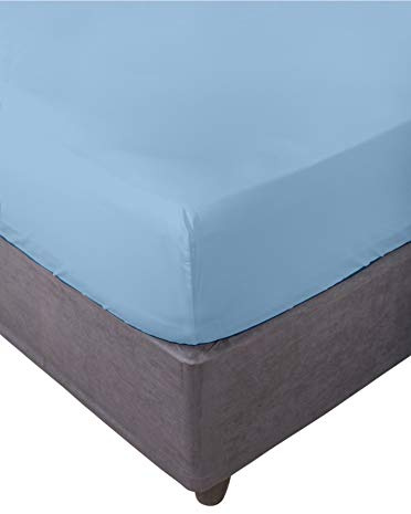 Miracle Home. Sábana bajera ajustable, elástica, suave, cómoda, antipeeling. Algodón 50% poliéster. Cama 90. 90 x 200 x 30. Celeste