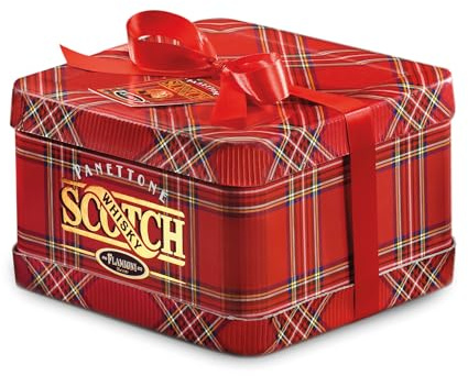 FLAMIGNI, Panettone Farcito con Crema al Whisky, Ricoperto di Cioccolato Bianco al Caramello, Soffice e Dolce Panettone Senza Canditi e Uvetta, Ideale Come Regalo di Natale, 950 g