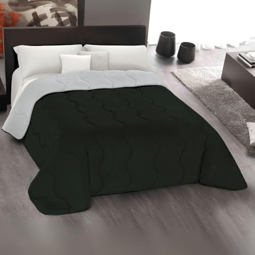MAXIME MAISON - Winter Tagesdecke 240x260 cm, Warme Winterdecke für Herbst und Winter (300 gr/mq), Schwarz/Grau Wendedesign, Steppdecke für Doppelbett, Weiche Mikrofaser, Made in Italy