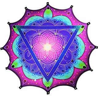 PSYWORK Schwarzlicht Segel Spandex | Dodekagon Neon Sacred Church | 2,25 x 2,25m | UV-aktiv | leuchtend | Wandtuch Wandbehang Stoff Neon Deko Party Tuch Tapestry Poster Psy Goa