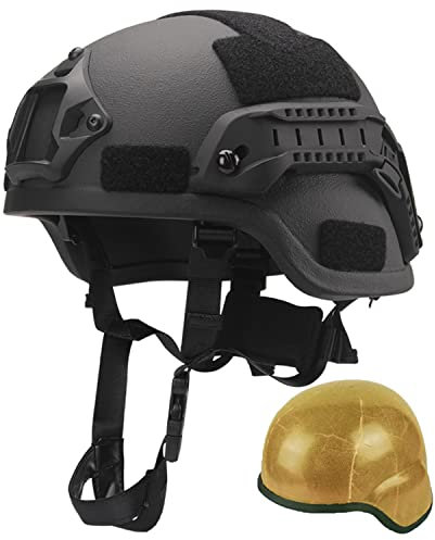 Casque Militaire Pare-Balles 1,49 Kg NIJ IIIA, Casque Balistique en Aramide, avec Lunettes Tactiques, Monture Pvs7/14, Signal Lumineux De Casque, Lampe De Poche, Etc,Helmet