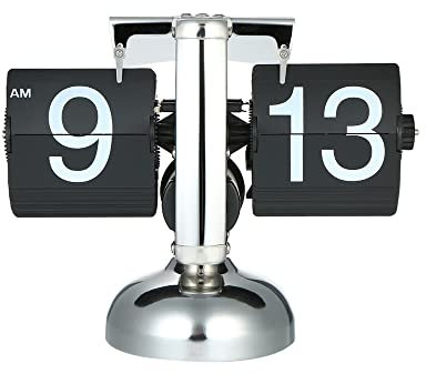 Ailgely Flip Uhr, Retro Uhr, Kleine Tischuhr, Retro Flip Over Clock, Tischuhr Retro, Edelstahl Flip Innenzahnrad Betätigte Quarzuhr, Home Dekoration
