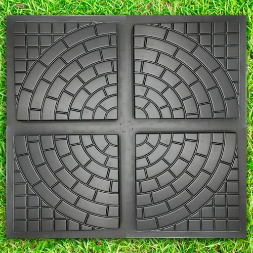 BETONEX Plastic Molds Concrete Set Patio Paving Mold 4 pcs - Big Beautiful Pathmaker Precast Concrete Molds and Forms Stampcrete for Walkways - Large Cobblestone Mold