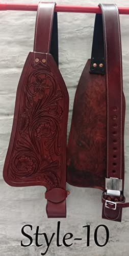 WILD RACE Horse Western Ersatz-Sattelschutzbleche für Erwachsene aus echtem Leder/Horse Western Adult Genuine Leather Replacement Saddle Fenders (Stil-10 (Style-10))