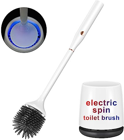 Ratolo Elektrische WC-Bürste - Silikon-Toilettenbürste Mit Belüftetem Halter-Set, Bodenstehend, Wandmontage Ohne Bohren, Wiederaufladbar