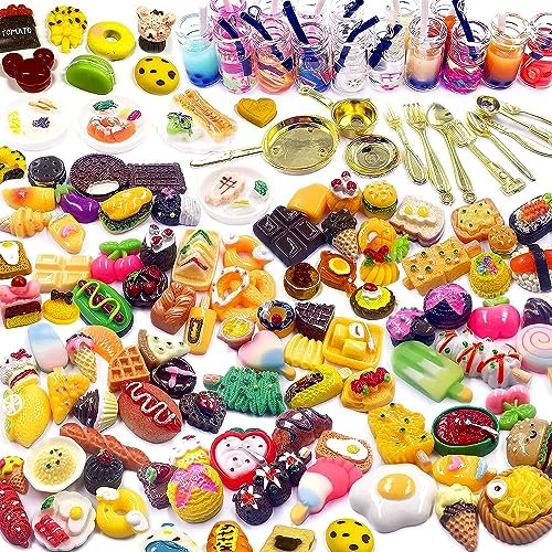 116 Pcs Miniature Food Drink, Miniature Food 1:12 Scale Miniature Dolls House Food Accessories Mini Pretend Play Food Set Miniature Kitchen Accessories for Doll House