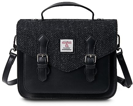 Islander® The Calton Satchel Damen-Umhängetasche mit Harris-Tweed, Größe S und M