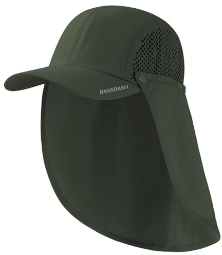 Bassdash UPF 50+ Angelhut Faltbarer Sonnehut mit Abnehmbarer Nackenklappe Tragbar für Männer Frauen Golf Wandern