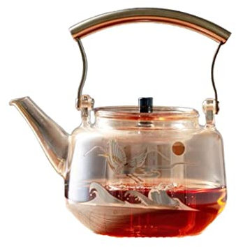 UNbit Tetera de cristal con diseño de grulla for estufa, tetera de cristal for oficina, juego de té y tetera de viga pequeña, teteras for estufa Teteras (Color : A, Size : 900ml)