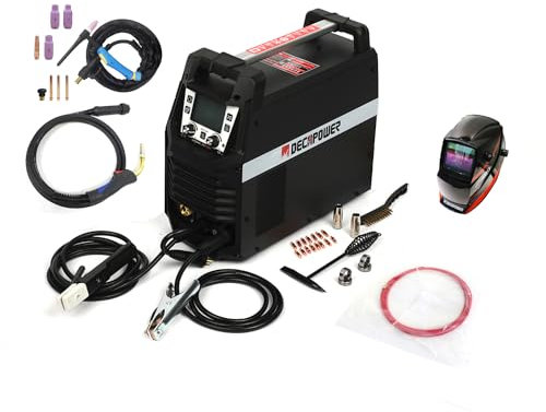 Decapower ULTRMIG 230 Amps MIG Dual Pulse Synergy Saldatrice Mig MAG FLUX MMA TIG Saldatura Gas e Senza Gas Con Display LCD (PACK 3)