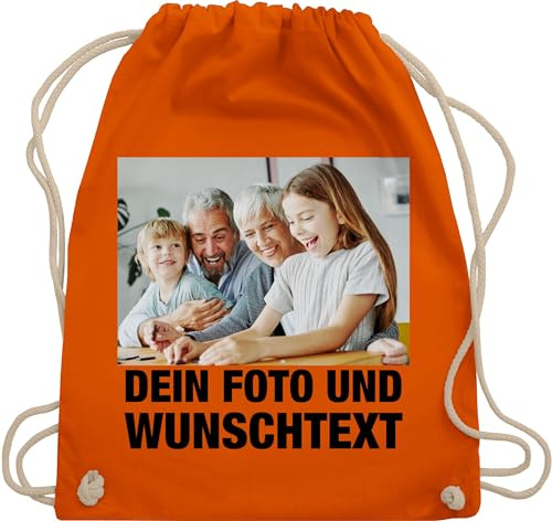Turnbeutel Rucksack - Mit Foto I Eigenem Bild I Text I Name I Wunschtext - Unisize - Orange - sportbeutel und kita wechselkleidung beutel selbst drucken photo stoffbeutel