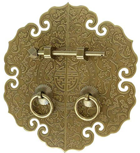 Türklopfer aus massivem Kupfer, Vintage, rustikal, langlebig, robust, Türklopfer, antiker Möbelgriff im chinesischen Stil (Bronze-Durchmesser: 12 cm)