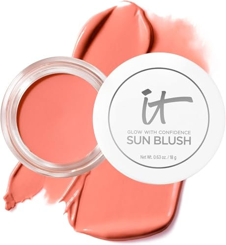 IT COSMETICS, Blush Creme + Bronzer 2-in-1 Confidence In A Sun Blush, Wirkung Guter Mining, Selbstbräuner, Glowy, Hyaluronsäure, alle Hauttypen, Tönung: Sun Blossom 20