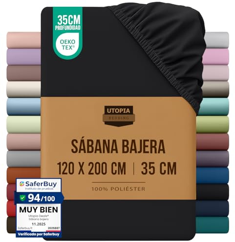 Utopia Bedding - Spannbettlaken 120x200cm - Schwaz | Gebürstete Polyester-Mikrofaser Spannbetttuch - Boxspringbett - Oeko-Tex Zertifiziertes - 35-38 cm Tiefe Tasche