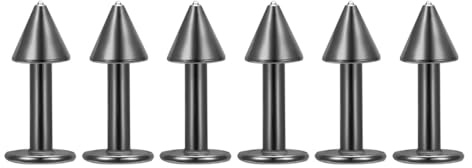 Decentraland 6 Stück Schwarzer Spitzkegel 6 mm Nasenstecker aus chirurgischem Stahl/Titan für Damen-Nasenloch-Piercing-Schmuck/Spike-Nasenstecker/Labret-Stecker 16 g