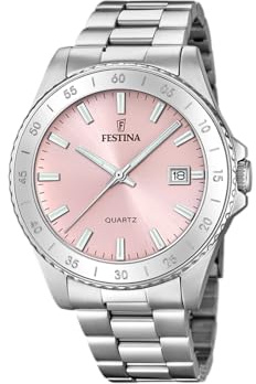 Festina Montre Femme Analogique Acier Inoxydable 316L Argenté - Quartz - Verre minéral Haute résistance - Étanche 5 ATM - Calendrier - Special Prices F20428/A