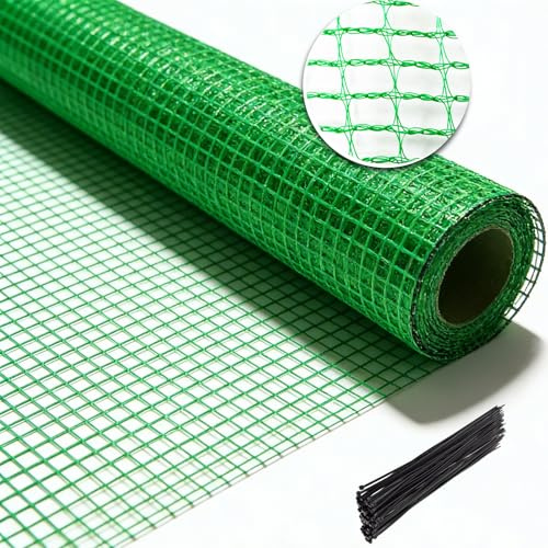 Hortifan Gartenzaun, temporärer Zaun, 4'x100' mit 50 Kabelbindern, Kunststoffzaun, Sicherheitszaun, Schneezaun, Bauzaun für Hof, Hirsch, Haustier, Kaninchen, Huhn, Hunde, Tierbarriere, Grün