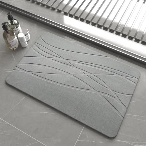 Nexo Home Tappeto bagno diatomite assorbente – Tappeto pietra doccia antiscivolo – Tappeto bagno pietra naturale asciugatura rapida – Tappeti diatomite moderni 60cmx39cm - Stone mat bagno
