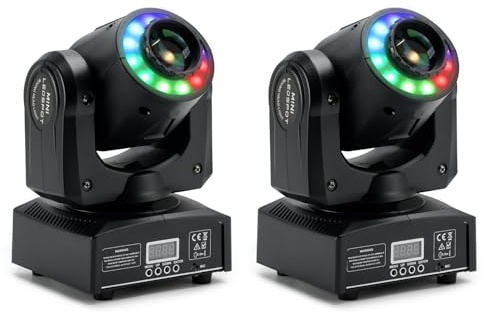 Areyourshop 2PCS 100W Moving Head Disco Lights with 8 Colors & 8 Patterns, RGBW DMX512 Diptych Color, High Brightness Party Lights for Clubs, Festivals