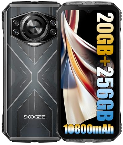 DOOGEE S Cyber Rugged Smartphone ohne Vertrag (2024), 10800mAh Akku / 33W Simlockfreie Handys, 20GB + 256GB, Robustes 4G, 50MP Kamera + 16MP Outdoor Handy, Android 14 6.58 Zoll FHD+, NFC Schwarz