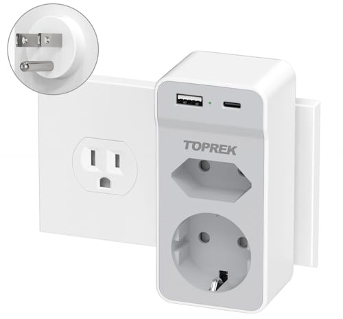 Reiseadapter USA Adapter Steckdose Adapter, USA Deutschland Stecker Kanada | TOPREK Reiseadapter Typ B, Adapter EU auf USA, Adapter Kanada Deutschland Stecker, Weiß