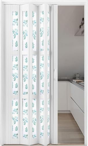 SAFWELAU Scheunentür Sliding Door PVC-Ziehharmonika-Akkordeon-Falttür, 60-180 cm breit Interne Schiebetür für Waschküche, Tür, Speisekammer, Schlafzimmer(WxH 29x80in(73.5x203cm))