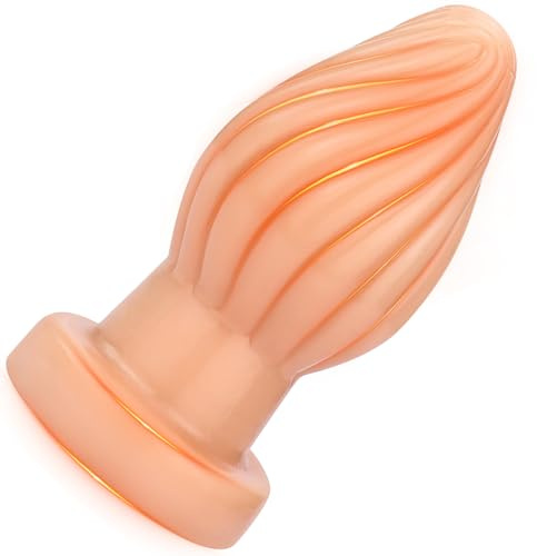 BDSMAGE Plug Anal avec Ventouse Puissante, Dilatateur Anal en Spirale Jouets Sexuels Anaux Stimulation Anale Masturbateur Mains Libres pour Femmes Hommes (Couleur chair, S)
