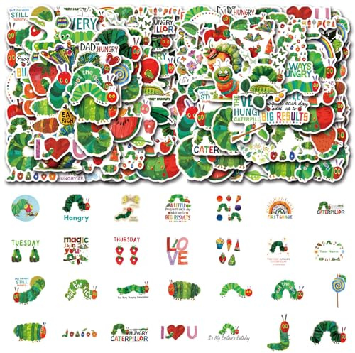OAOSDH 110 Adesivi per Graffiti Caterpillar, Decorazione di Cartoni Animati Impermeabili E Creativi Autoadesivi per Bambini, Divertenti Adesivi per Album, Taccuino per La Tazza d'Acqua Fai-da-Te.