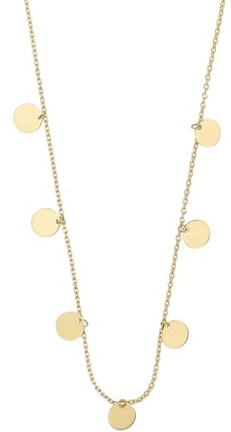 JC Trauringe Gold Anhänger Platten + Kette in Echt 585 Gold klassische, schlichte Plättchen Halskette Ankerkette Goldanhänger Sets Goldschmuck Damen Schmuck in Gelbgold inkl. Schmucketui 8824