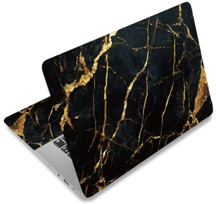 PLIGREAT Schwarz Gold Marmor Laptop Haut Aufkleber Aufkleber Passend für 12 13 13,3 14 15 Zoll Laptop Universal Abnehmbare Vinyl Notebook Art Protector Netbook PC Abdeckung Aufkleber Aufkleber