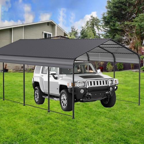 XINRISHENG Carport aus Metall, Robustes Carport-Vordach mit Stahlrahmen und Dach, extra große Carports halten starkem Wind oder starkem Regen Stand