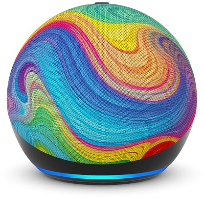 Echo Dot Kids (newest gen) | Wi-Fi and Bluetooth smart speaker | With 1 year of Amazon Kids+ content | Rainbow Swirl, with Alexa+ Early Access