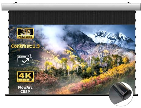 WUPRO CBSP - Pantalla desplegable motorizada Inteligente de Lujo, Carcasa de Aluminio Blanco 4K/8K, Pantalla CLR empotrable Compatible con proyectores de lúmenes de hasta 1800 ANSI UST (120)