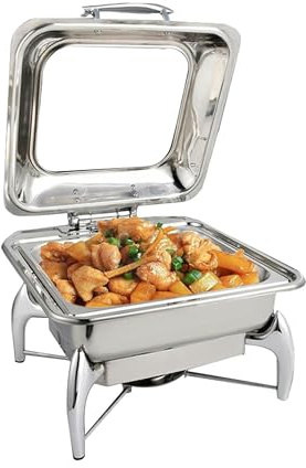 6L Stainless Steel Square Dining Stove – Polished Silver or Gold Plated Chafing Dish Set for Catering, Buffets,A-40.5 * 42.5 * 27.5 cm (A 40.5 * 42.5 * 27.5 cm)