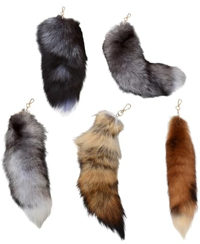 Generisch 5 Stück Fuchsschwanz Anhänger Fell Schwanz Keychain 40cm Extra Groß Fuchs Schlüsselanhänger Tasche Zusätze Auto Schlüssel n Anhänger Weich Flaumig Fox Tail Handtasche Dekoration (Pack of 5)