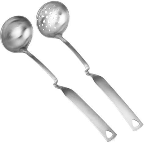 Louche à Soupe en Acier Inoxydable à Long Manche, Argenté | Louche Soupe en Acier Inoxydable, Cuillère à Fondue Chaude Suspendue, Anti-salissures pour Maison et Hôtel