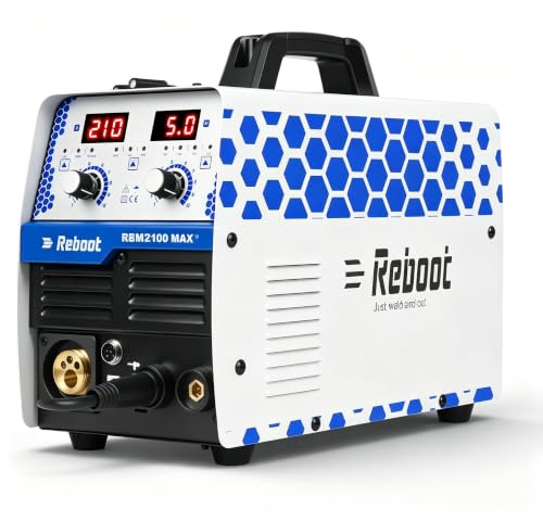 Reboot Poste à souder 6 en 1 210A MIG sans gaz MMA TIG Aluminium Tôle fine Soudage points Écran LED Mode synergique 220V Portable RBM2100 MAX