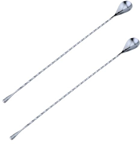 Cocktail Stirrers, Bar Spoon Set of 2, Stainless Steel Drink Stirrers for Hot Drinks, Long Spoons for Latte Glasses, 30 * 3.1cm