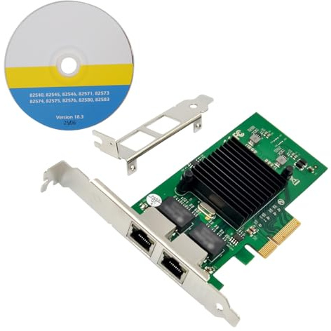 Alide Tarjeta de red Gigabit PCIe X4 de doble puerto, tarjeta NIC PCI Express Gigabit Ethernet, controlador LAN RJ45 para Windows, Windows Server, etc.