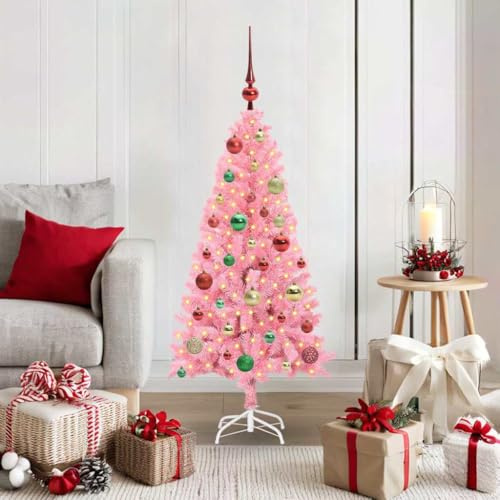 Árbol De Navidad Artificial De PVC con 150 Leds, Soporte Rosa, 120 Cm, Iluminación Blanca Cálida, Montaje Fácil, Reutilizable, Decoración para Interior y Exterior, Christmas Tree Moderno, 3396415