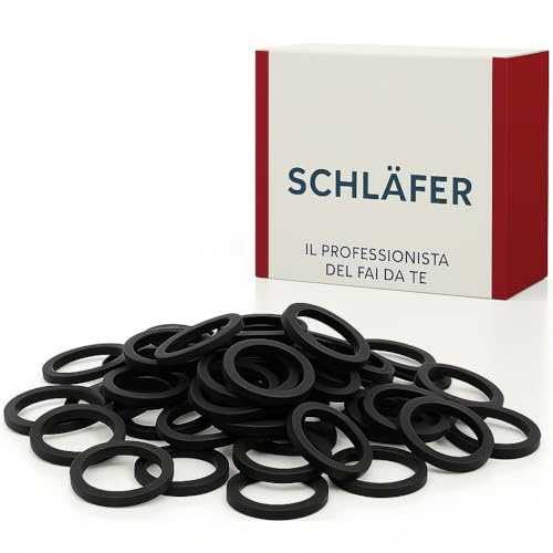 Schläfer 1825100 | Set Guarnizione 1 per Scarico Lavandino Cucina e Bagno, Guarnizioni Idrauliche in Gomma Piatta e Conica per Sifoni, Confezione da 100 Pezzi